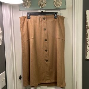 Cato Camel Button-Front A-Line Skirt